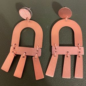 Boho brass Fossil earrings